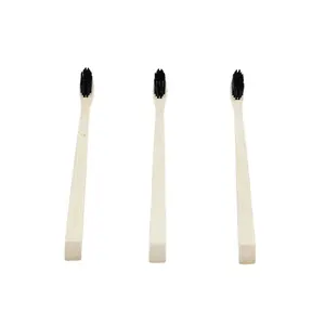 Escova de dentes de bambu com cabo quadrado forte, escova de dentes de bambu orgânica eco preto, cerdas de carvão
