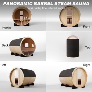 Sauna panoramique en bois <span class=keywords><strong>d</strong></span>'extérieur pour 4 à 6 personnes, poêle électrique 220V 6kW, construction en bois massif, toit en <span class=keywords><strong>bardeaux</strong></span> <span class=keywords><strong>d</strong></span>'<span class=keywords><strong>asphalte</strong></span> - Product Image 3