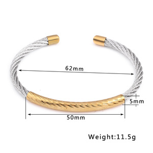 Bracelet en acier inoxydable 304, 5 mm, bicolore, plaqué or, bijoux tendance pour femmes, cadeau - Product Image 5