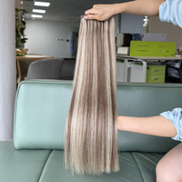 Mèches de cheveux humains vietnamiens vierges, couleur personnalisée, lisses comme des baguettes, avec mèches, cuticules alignées, 100g, double trame cousue à la machine