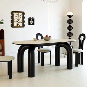 Table à manger moderne de style français, mobilier de maison, nouveau modèle assemblé, marque significative, 4 places, en bambou, rectangulaire, pour petit appartement - Product Image 1