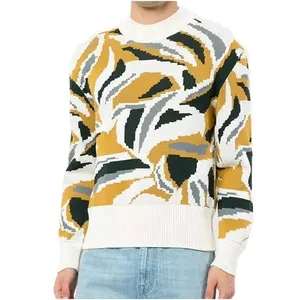 Customized OEM & ODM Jacquard Pullover Knitted men's sweater design mens yellow sweater long sleeve men