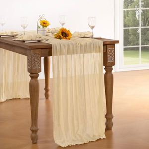 Nappe en gaze de coton transparente style bohème de 120 pouces pour table de printemps, mariage, baby shower, thé, Pâques, décoration - Product Image 2