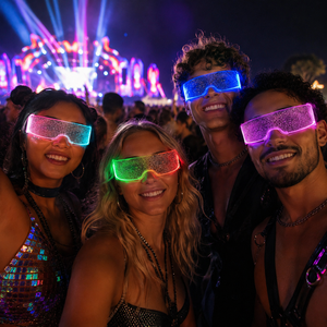 Nouveauté - Lunettes <span class=keywords><strong>LED</strong></span> à technologie clignotante changeant <span class=keywords><strong>de</strong></span> couleur pour les fêtes <span class=keywords><strong>de</strong></span> Noël, Halloween, avec des étoiles scintillantes - Product Image 2