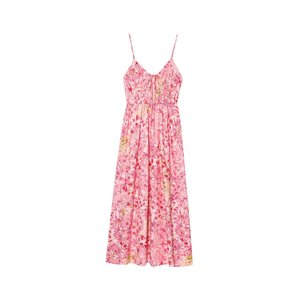Gran oferta <span class=keywords><strong>Rosa</strong></span> correa de espagueti moda Casual transpirable tejido verano sin cuello Natural mujer patrón Floral Maxi Slip <span class=keywords><strong>vestido</strong></span> - Product Image 1