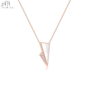 Hong Kong Supplier Wholesale 18K Rose Gold Natural White Mother-of-Pearl With Natural Diamond Pendant Necklace Gift For Women - Product Image 2