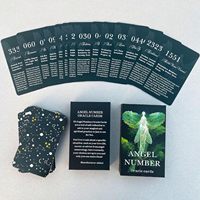 Cartes de tarot personnalisées en gros avec numéros d'ange, 56 jeux, papier 400 GSM brillant, coins arrondis avec mots-clés, marque Xinke, boîte OEM ODM