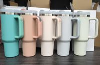 Gobelet isotherme personnalisé en acier inoxydable de 40 oz avec motif Stitch de dessin animé, bouteille d'eau isolée pour gravure au laser avec poignée et paille