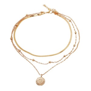 Conjunto de Collar de Aleación Chapado en Oro con Colgante de Flor y Cadena de Serpiente, Joyería de Moda para Mujer para Fiestas - Product Image 5