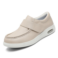Chaussures de marche décontractées antibactériennes et antidérapantes pour diabétiques, baskets de grossesse pour mamans, avec empeigne en cuir et semelle intermédiaire en mousse à mémoire de forme
