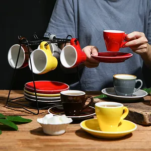 Custom Nordic Mini 150ml Espresso Cup Glossy Matte Custom Ceramic Coffee Cup And Saucer Set