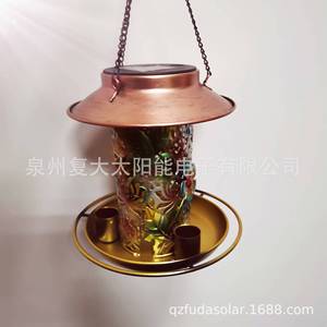 Solar <b>Iron</b> Bird Feeder With Led Light Hanging Vintage Style For Wild Birds Outdoor Garden Decor Quanzhou Made - Product Image 2