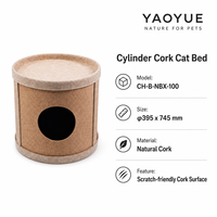 Cama cilíndrica para gatos con textura de corcho natural y apertura redonda, nido alto y acogedor para gatos de interior, diámetro. 395 x 745 mm
