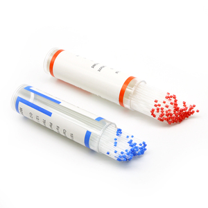 Tubos capilares de hematocrito desechables de vidrio rojo y azul con heparina para uso médico de laboratorio, 75 mm de longitud - Product Image 1