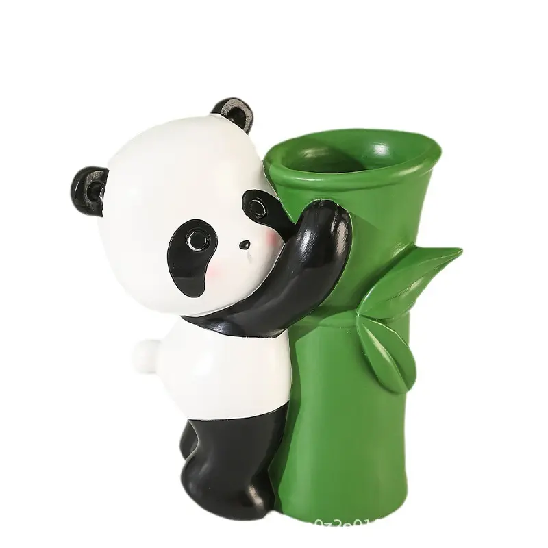 Handpainted gốm Panda với người giữ ngọn nến