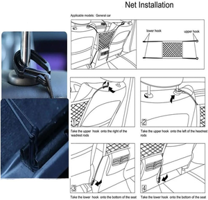 Organizador de malla de 3 capas de PP para respaldo de asiento de coche, para perros, niños, mascotas, almacenamiento, carga, pañuelos, bolsos, monederos, red de seguridad para conductor - Product Image 4