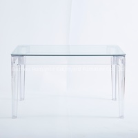 Meubles de salle à manger modernes, table à manger carrée, design minimaliste, table à dîner en verre acrylique transparent