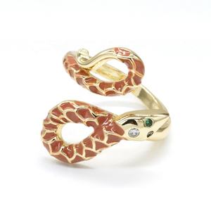 Adjustable Colored Enamel Ring Women,Snake Ring Design 18K Gold Plated <strong>Jewelry</strong> - Product Image 3