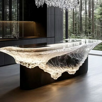 Sculpture en résine pour hall d'hôtel, comptoir de réception, comptoir de bar et table à manger, au design postmoderne, résistant à l'eau, transparent et mat