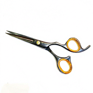 Ensemble de ciseaux professionnels pour cheveux ASAP, lames en acier au carbone recouvertes de papier noir brillant, manches en acier inoxydable, pour droitiers - Product Image 1