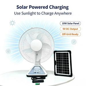 Nuevo Ventilador Solar Comercial Recargable con Soporte, Ventilador de Mesa Recargable con Enfriamiento por Aire - Product Image 1