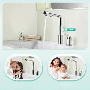 Grifo de Lavabo de Alta Calidad para Hotel Moderno, Ajustable en Altura, de 2 Orificios, Extraíble, Mezclador de Agua Fría/Caliente - Product Image 4