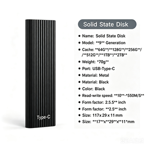 Disque SSD externe noir en gros, 1 To, jusqu'à 600 Mo/s, USB 3.2 Gen 2, pour le gaming, les étudiants et les professionnels - Product Image 4