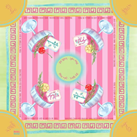 Alas Mahjong Motif Bunga Sinar Matahari Cat Air, Alas Meja Permainan Anti Selip Karet Boho Oranye Bunga Liar