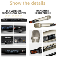 Système de microphone sans fil professionnel UHF ST-9320 avec micro-cravate et micro-casque en métal et plastique, 2 canaux, pour performance scénique et enseignement