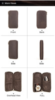 Boîte à montres vintage en cuir véritable Crazy Horse, fermeture éclair, 2 emplacements, pochette de voyage pour couple, boîte à bijoux, sac de présentation, directement de l'usine