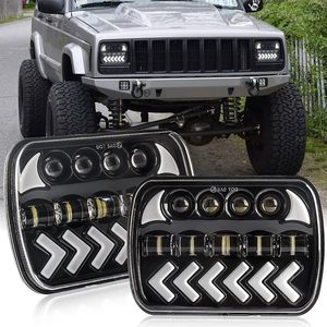7 Faros Delanteros Cuadrados Blancos y Ámbar de 6 Pulgadas con Señal de Giro, Luz Alta/Baja y Luces de Circulación Diurna (DRL) Compatibles con XJ Wrangler - Product Image 1