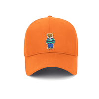 Gorra de béisbol trucker unisex de 6 paneles 100% algodón estilo urbano al por mayor, camiseta de rugby polo a rayas verde y azul, termoadhesivo de oso de peluche