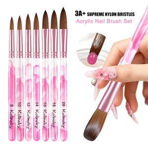 Ensemble de pinceaux à ongles en nylon personnalisés, tailles 8, 10, 12, 14, 16, 18, 20, longs, pour poudre acrylique 3D, peinture, manucure, salon - Product Image 2
