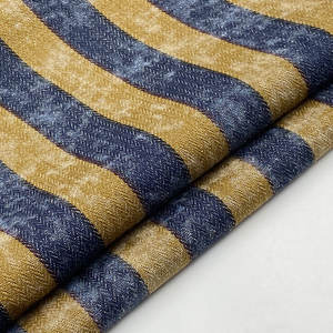 Kain Batik Katun 100% Jacquard Twill Herringbone Reversible Bergaris Celup Benang Biru Kuning <span class=keywords><strong>Bali</strong></span> Indonesia Grosir - Product Image 1