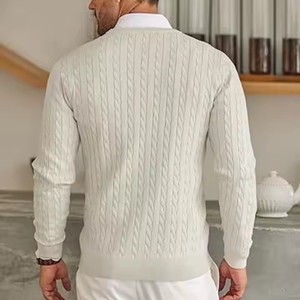 Manufacturer Wholesale Casual Men's Long Sleeve <strong>Cable</strong> <strong>Knit</strong> Pullover <strong>Sweater</strong> Crewneck <strong>Sweater</strong> With Twist Patterned - Product Image 3