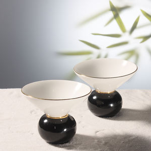 Tazón de Cerámica para Postre y Helado, con Base Alta, Estilo Occidental, Negro y Blanco, Resistente, para Uso en Restaurantes, Marca <span class=keywords><strong>Pioneer</strong></span> Craftsman - Product Image 3