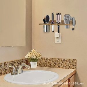 Wooden <b>Wall</b> <b>Mounted</b> Storage Rack For Bathroom And Living Room Single Layer Durable Rectangle <b>Shelf</b> - Product Image 1