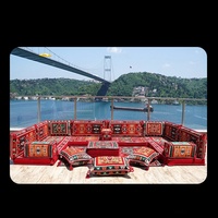 Canapé marocain en forme de U, assise au sol, fait main, avec ottoman, style traditionnel