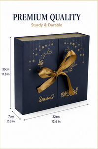 Custom Navy Blue Advent <b>Calendar</b> Box with Double Door Rigid Cardboard Christmas Blind Box Mystery Packaging Gift Wholesale - Product Image 2