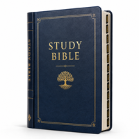 Bible d'étude de luxe à dos nervuré, impression professionnelle, reliure rigide à bords dorés avec index de remerciement