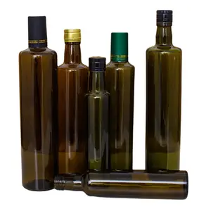 गुणवत्ता आश्वासन के साथ एम्बर हरे जैतून का तेल कांच की बोतल एल्यूमीनियम पेंच टोपी