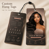 Étiquettes suspendues personnalisées, étiquettes en carton épais entièrement imprimées pour perruques et extensions de cheveux, emballage de marque privée