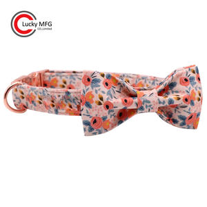 Conjunto ajustable de collar y correa para cachorros para niñas con pajarita floral para perros pequeños, medianos y grandes - Product Image 4
