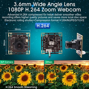 ELP IMX323 Sensor Mini H.264โมดูลกล้อง USB Full HD 1080P แสงน้อยพร้อมเลนส์3.6มม. สำหรับการมองเห็นของหุ่นยนต์การเฝ้าระวังวิดีโอ - Product Image 4