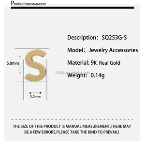 Factory Wholesale Jewelry DIY 9K Solid Gold Alphabet Initial Letter Charm For Bracelet Necklace