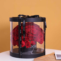Boîte à fleurs coréen en PVC transparente, seau rond pour cadeaux fleuris