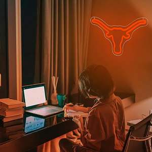 Letrero Luminoso LED de Neón Longhorn para Decoración de Pared, Letrero de Fútbol Americano Universitario para Cuarto de Hombre, Decoración de Dormitorio de Graduación - Product Image 4