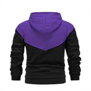 Men's Color Blocking Hoodie Regular Fit Casual Autumn Wear 100% Cotton French Terry Black for Pocket Design Fleece Quick Dry - Product Image 3