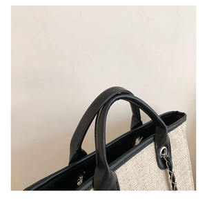 Grande borsa Tote in tela di lusso per donna con copertina aperta con doppio manico per spiaggia estiva <span class=keywords><strong>o</strong></span> modello portatile - Product Image 5