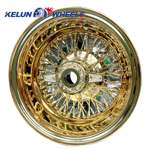 Roue à fil d'or supérieur 13x7 14x7 roues chromées pour voiture vintage fororged knock offs jantes à rayons chromées - Product Image 1